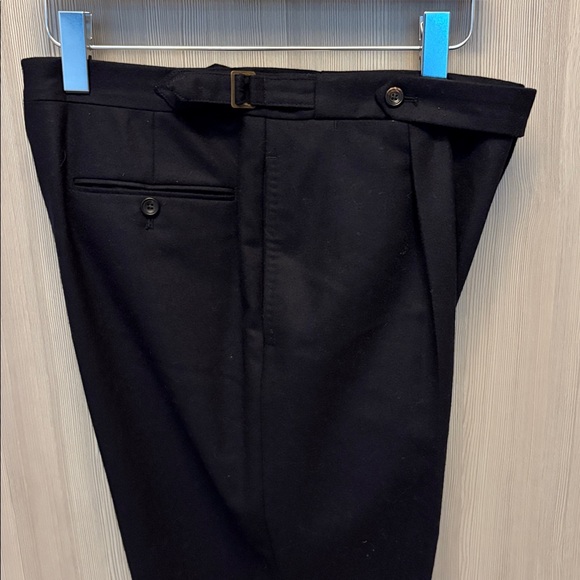 Drake's - Navy Wool Flannel Single Pleat Trouser - Size 46 (IT / EUR)